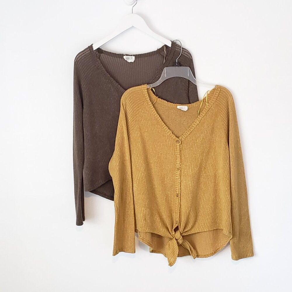 Sienna Sky Tie Front Tops Two for One